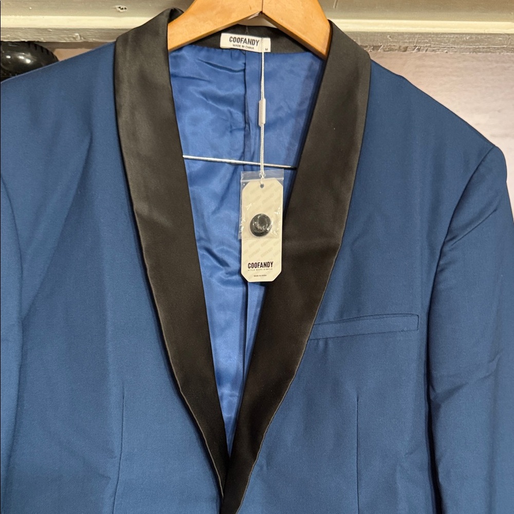 Elegant Blue Tuxedo with Black Lapel